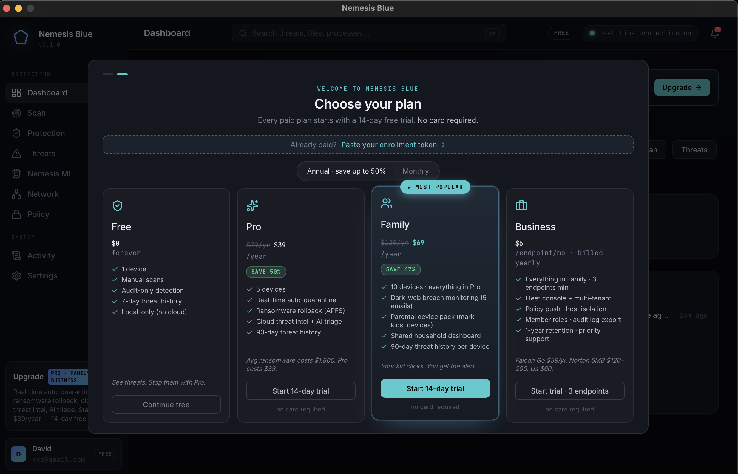 Nemesis Blue endpoint protection app