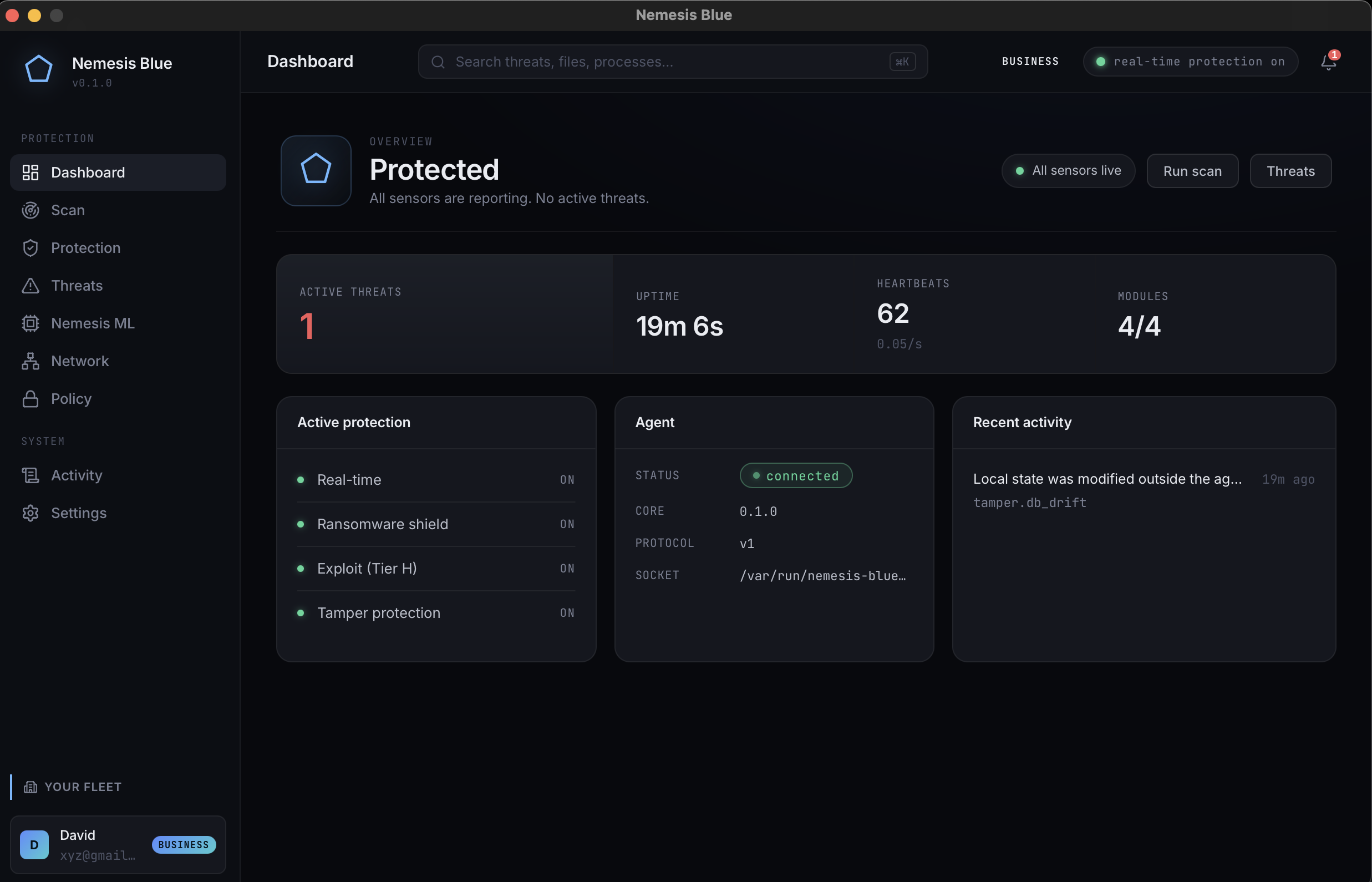 Nemesis Blue endpoint protection app