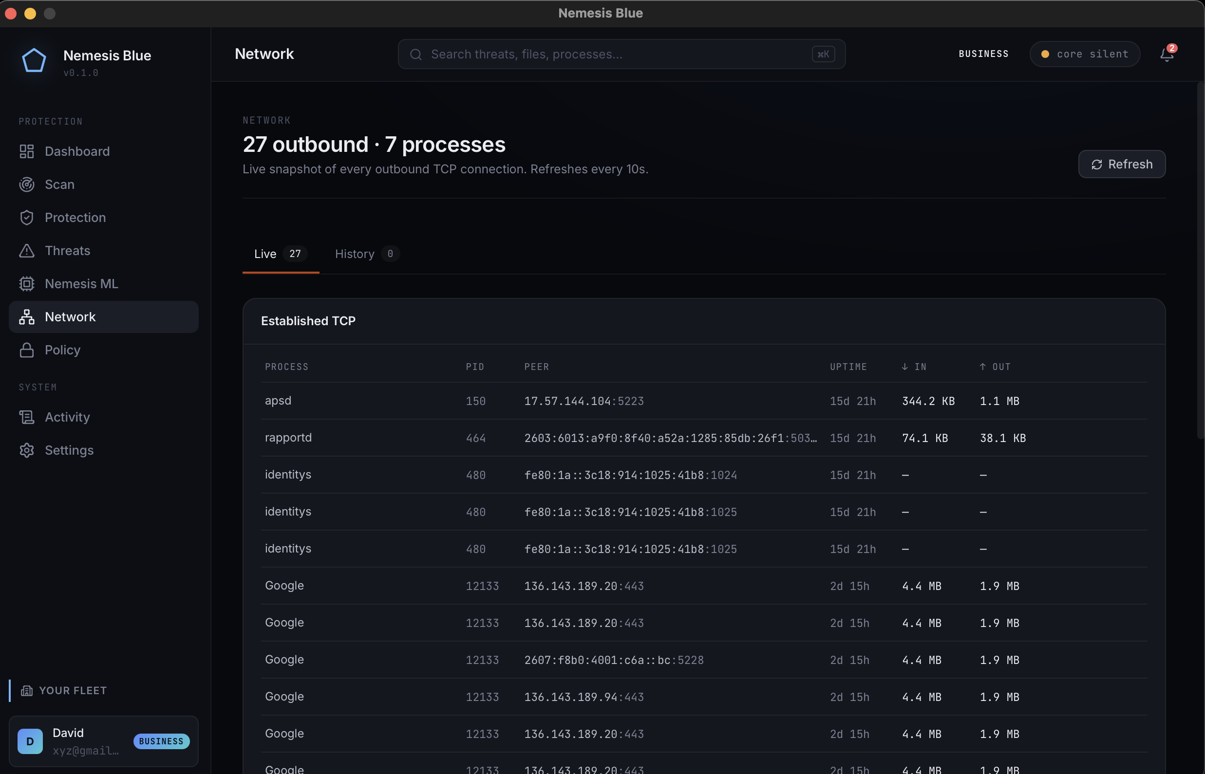 Nemesis Blue endpoint protection app