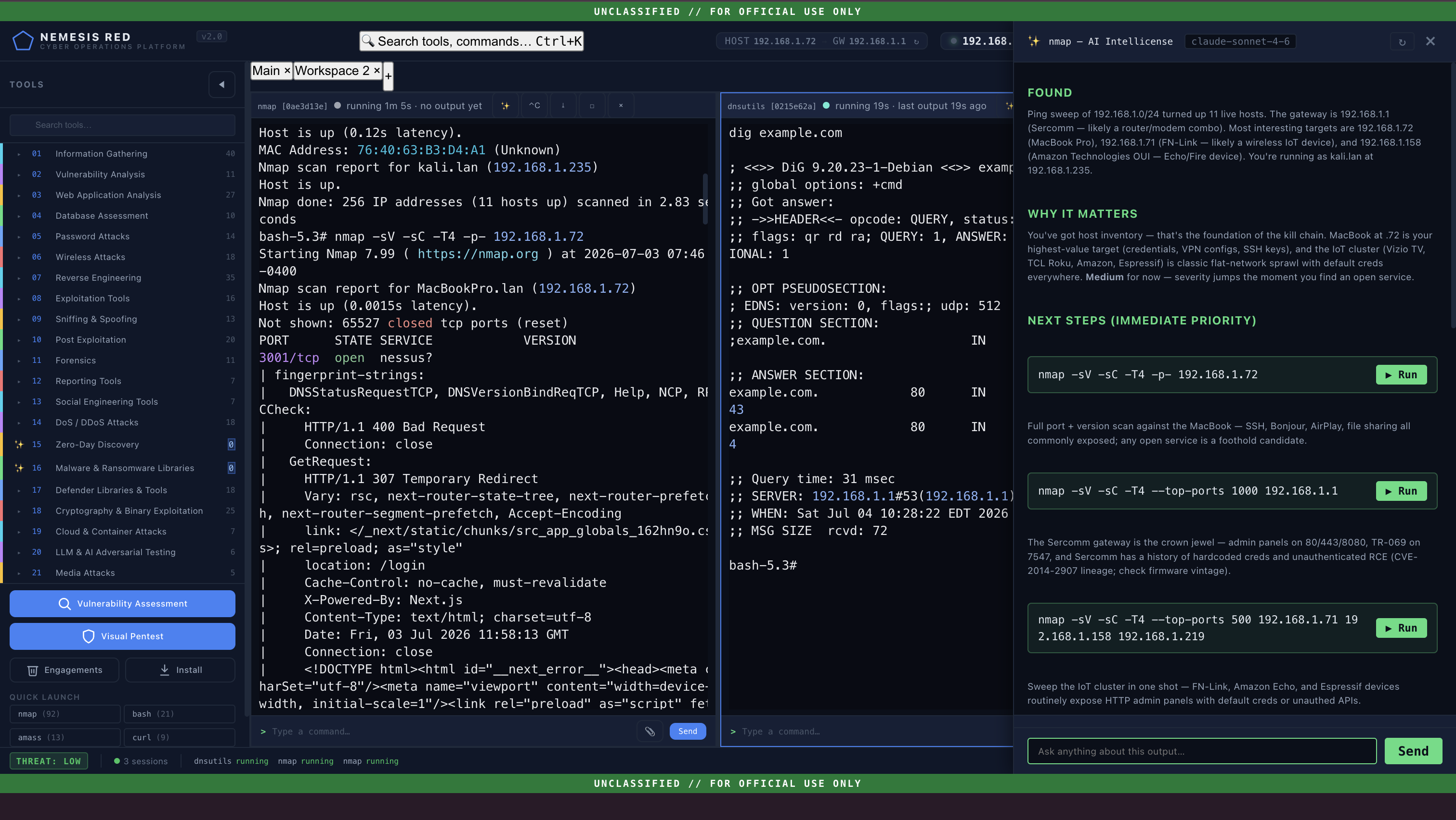 AI copilot reading raw tool output and suggesting the next commands
